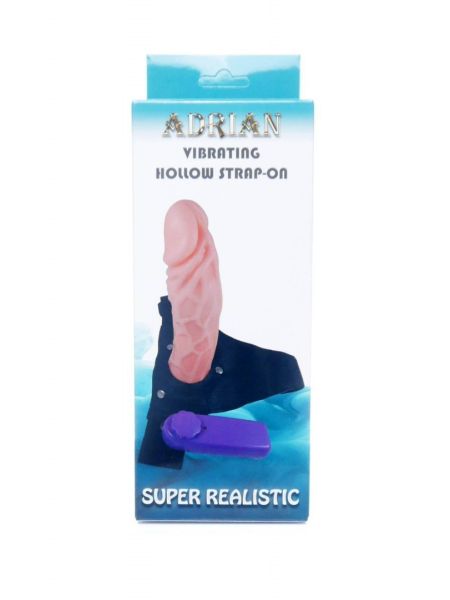 Sztuczny penis na szelkach strap-on wibrujący 16cm - 12